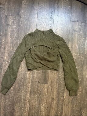Womens Green Crop Top Sweater